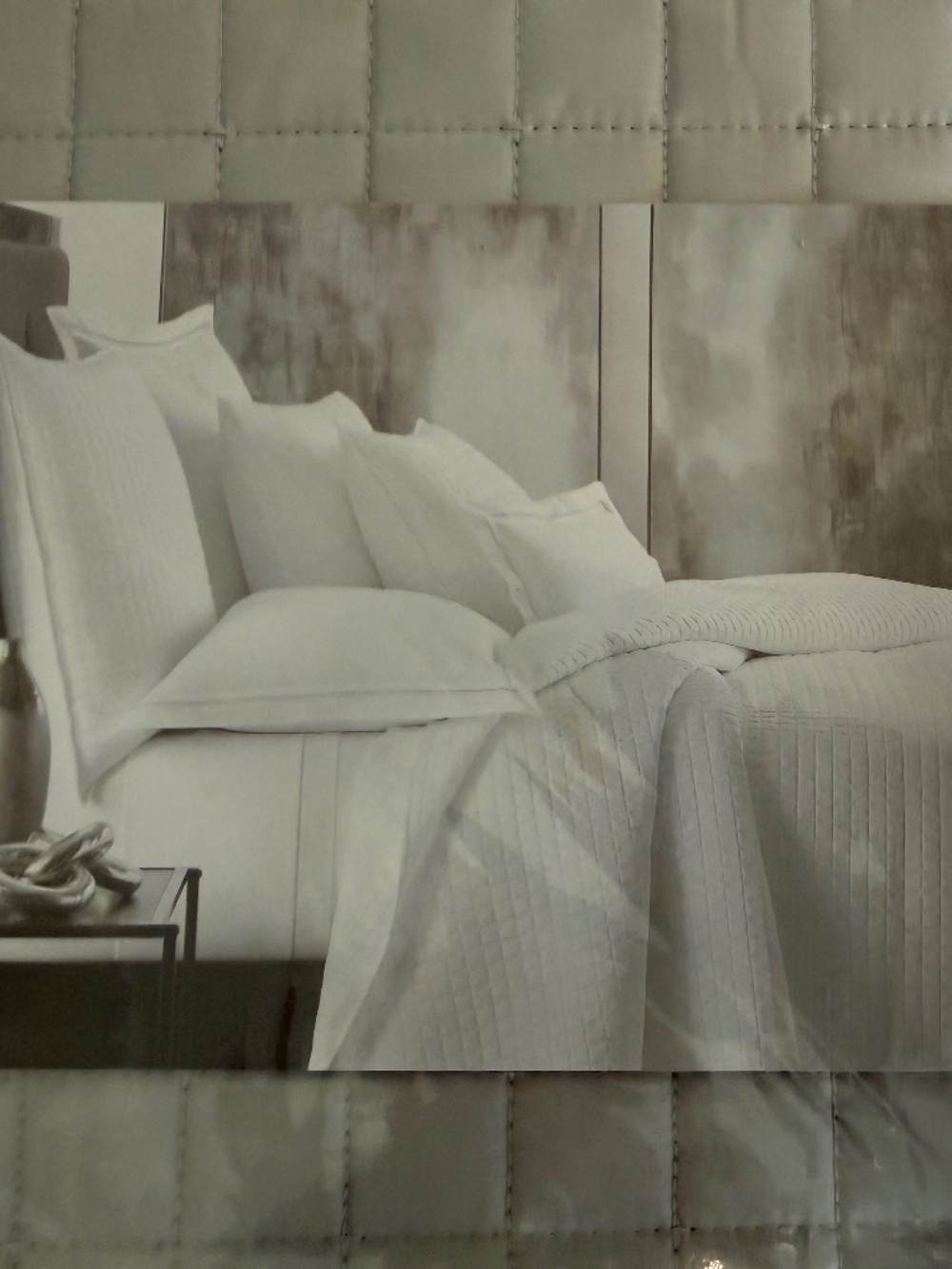 Hotel Collection Grid Gray Twin Quilted Coverlet